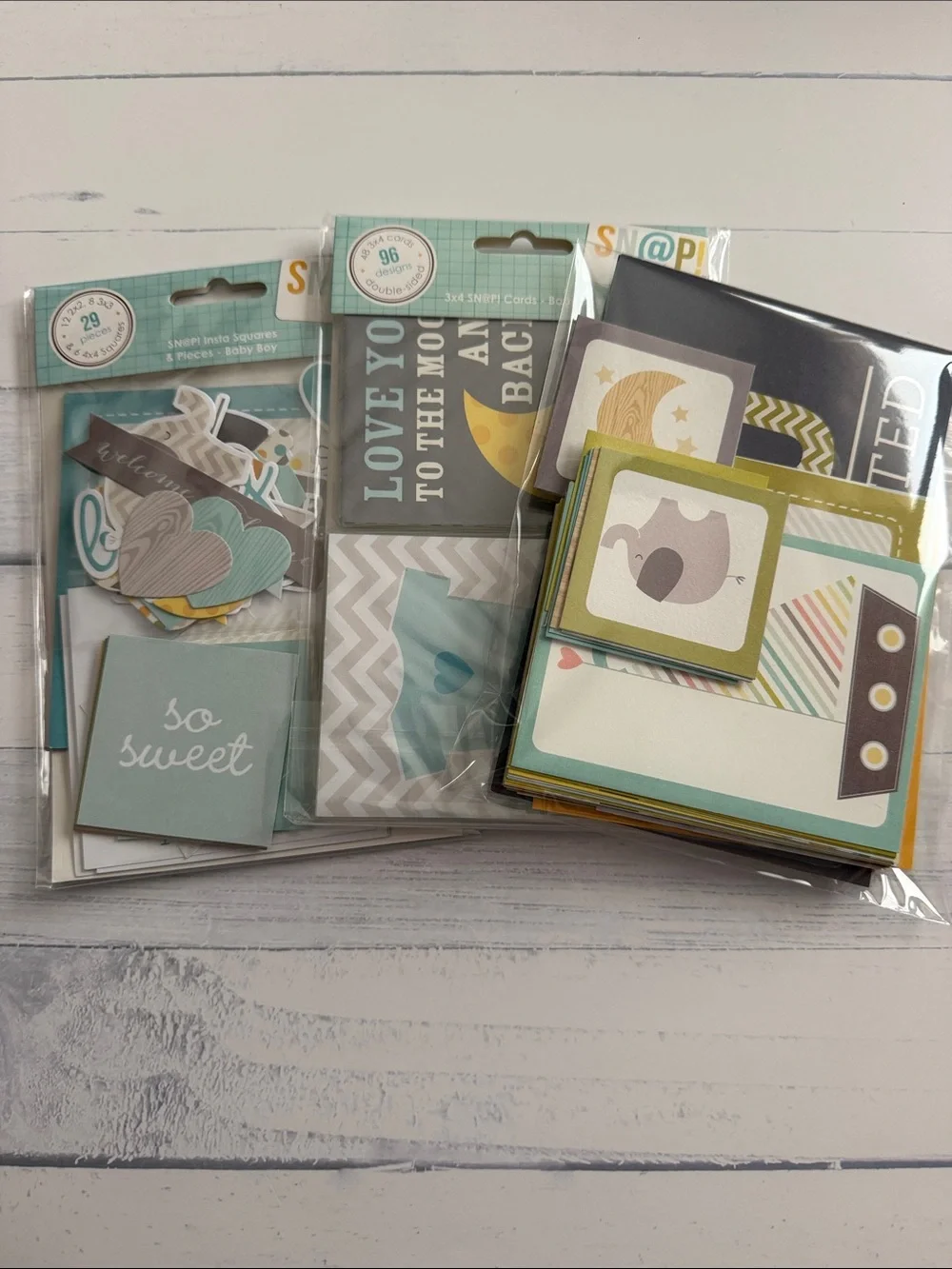 Baby Boy Scrapbook Embellishment Bundle | 24+ Pieces | Stickers | Paper Pads